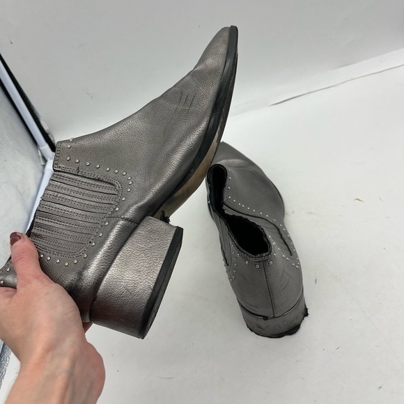 Marc Fisher Women’s Idalee Metallic Silver Studded Chelsea Ankle Boots - Picture 12 of 14